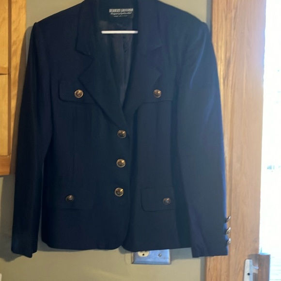 Herbert Grossman by Cynthia Sobel Blazer Women Sz 16 Black lining gold buttons - Picture 1 of 9
